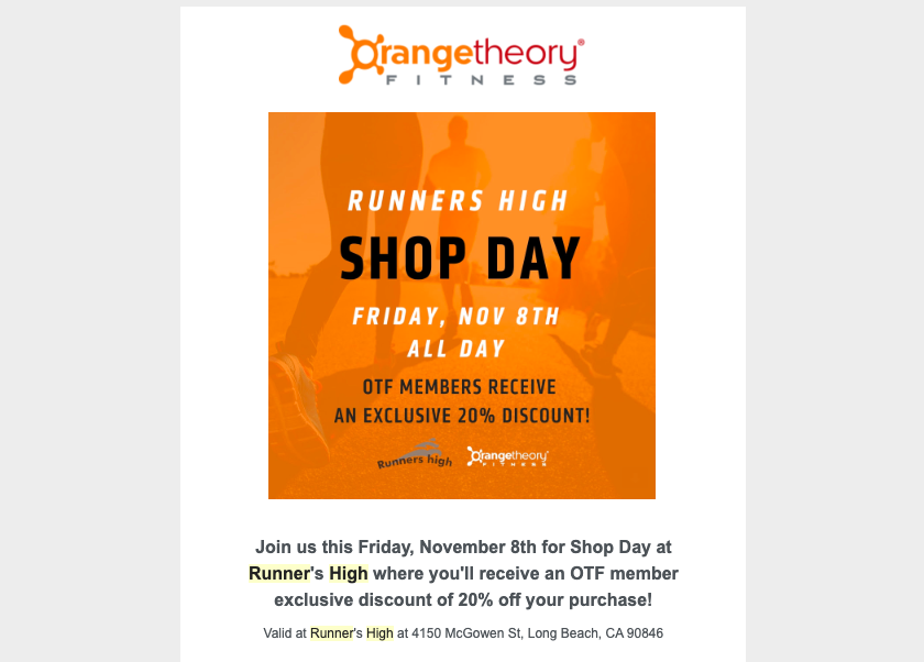 Orangetheory promotion example