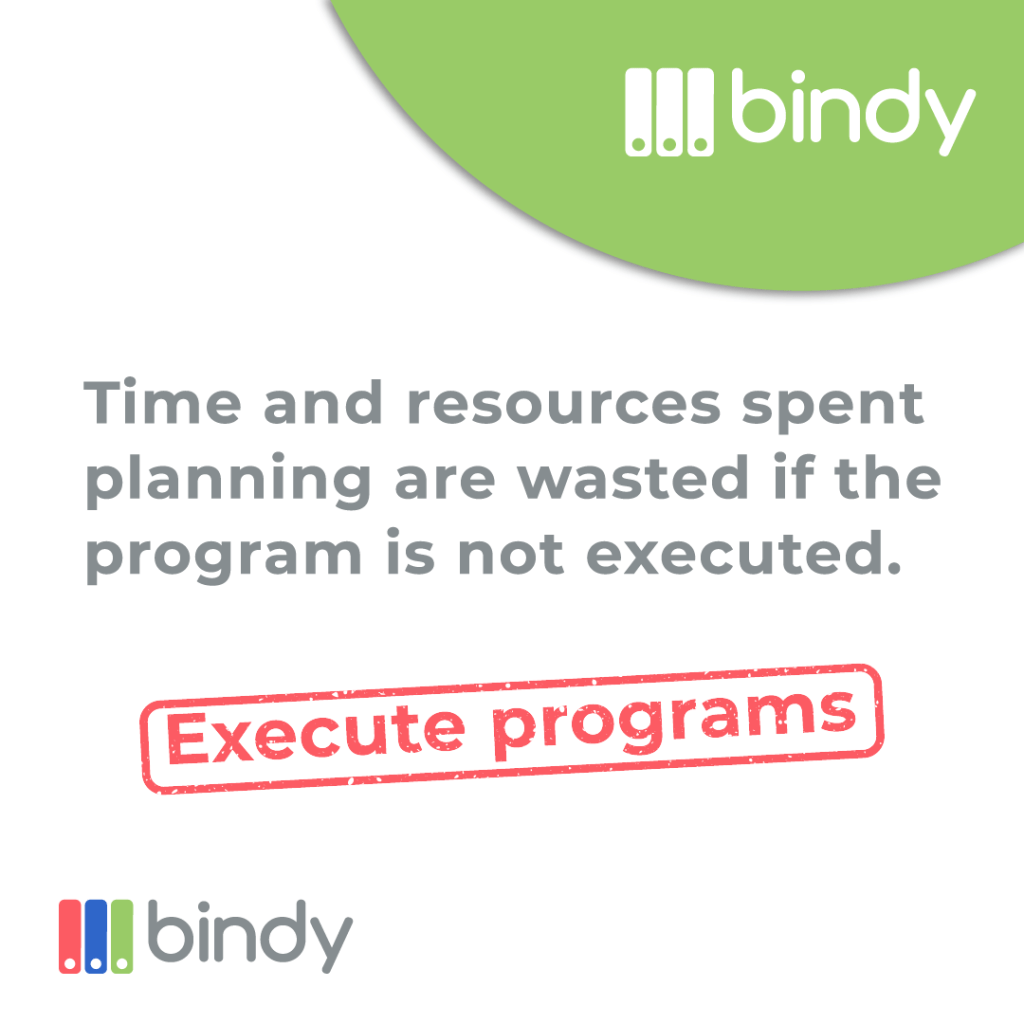 Time and resources spent planning are wasted if the program is not executed